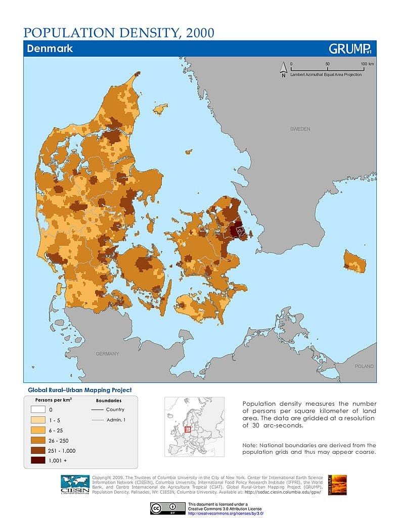 denmark wiani idadi ya watu ramani