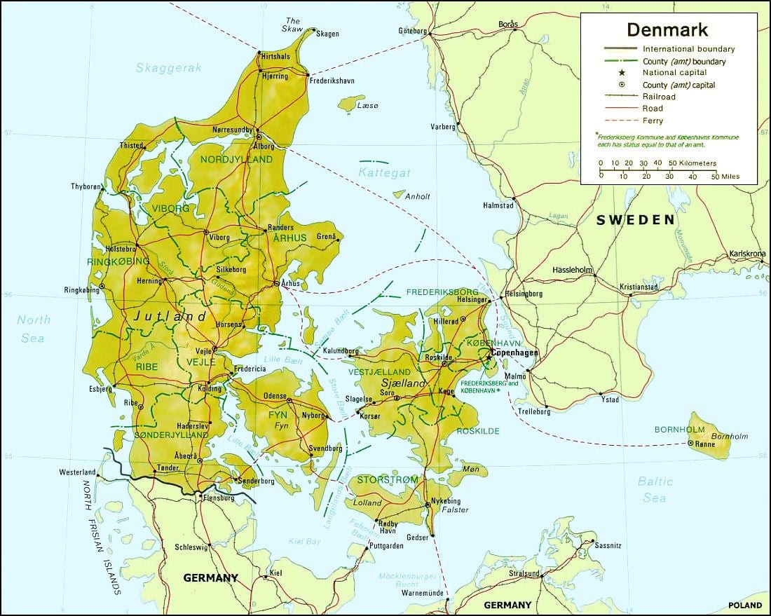 Ramani ya denmark jiografia