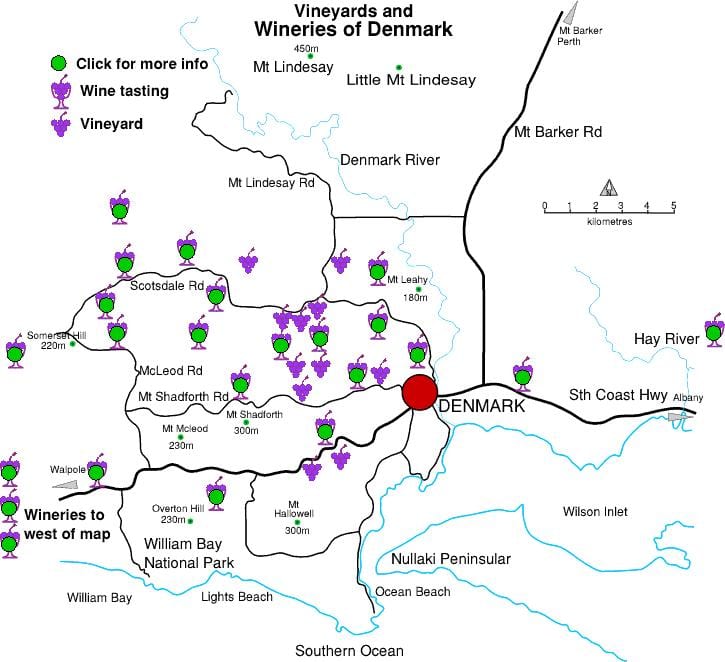 Ramani ya denmark wineries