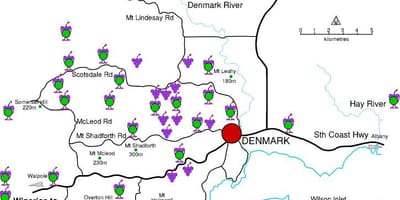 Ramani ya denmark wineries 